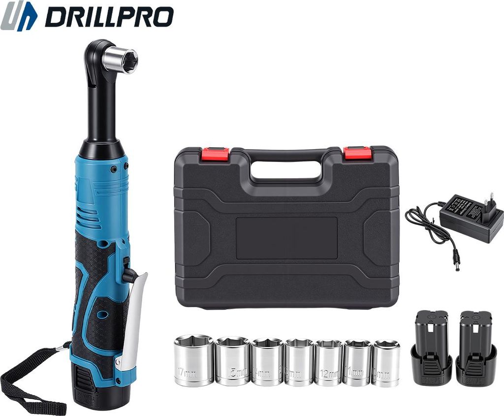 Elektrischer Ratschenschlüssel 3/8 Zoll - 16,8V Akku-Ratsche mit 2×6000mAh Akku, 50Nm Drehmoment, Steckschlüssel-Set, mobil & leistungsstark