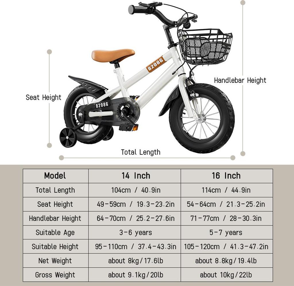Kinderfahrrad mit Stützrädern – 14 Zoll, blau, ideal für Produktbild 
