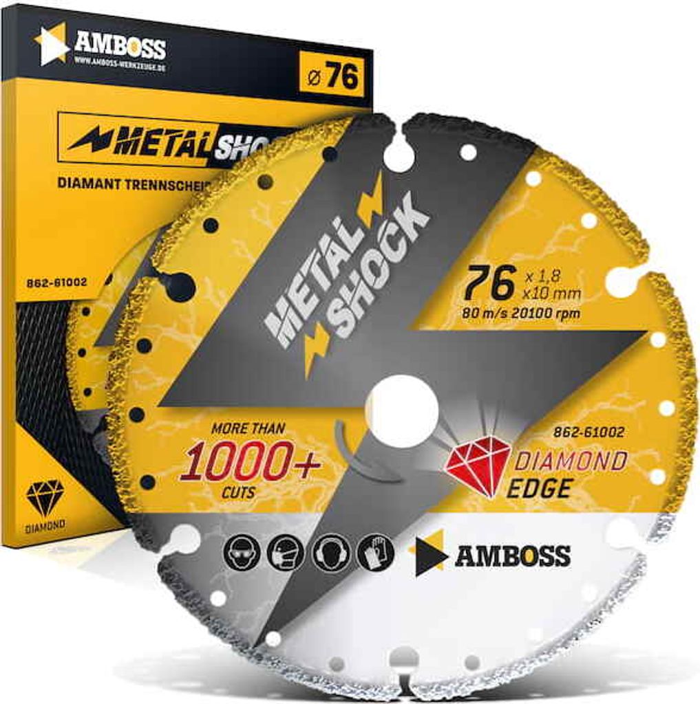 Amboss Diamant Trennscheibe Metal Shock für Metall/Stahl/Inox - 76 x 1,8 x 10 mm