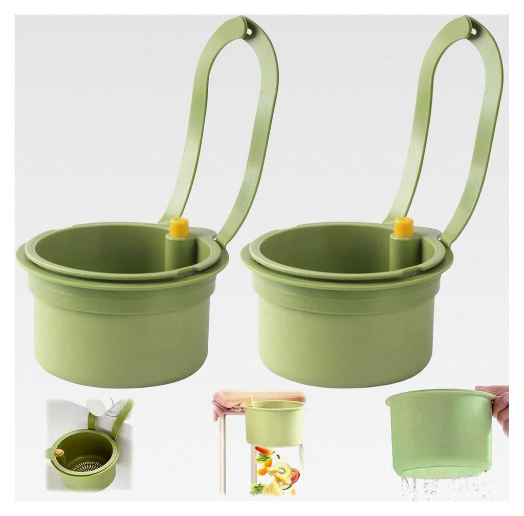 Sieb für Spülbecken, 2 Stück mit Druckknopf, hängendes Küchensieb in Grün