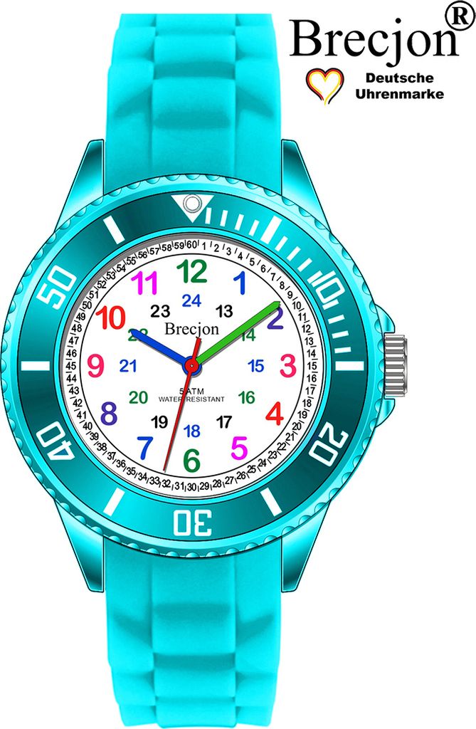 Brecjon Lernuhr Kinderuhr türkis ATM wasserdicht