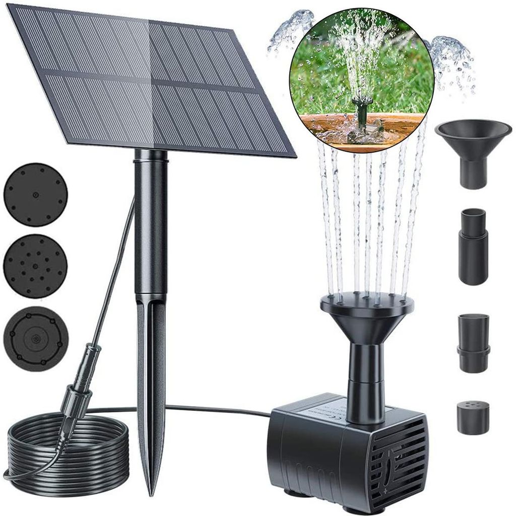 Solar Springbrunnen mit Filter und 6 Düsen, geeignet für Produktbild 