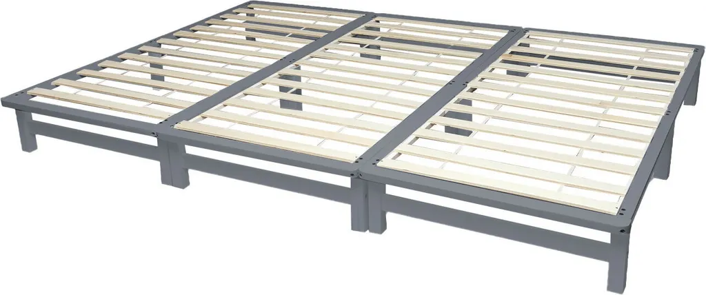 Lit familial 270x200cm sur palette en bois de pin massif gris avec sommier