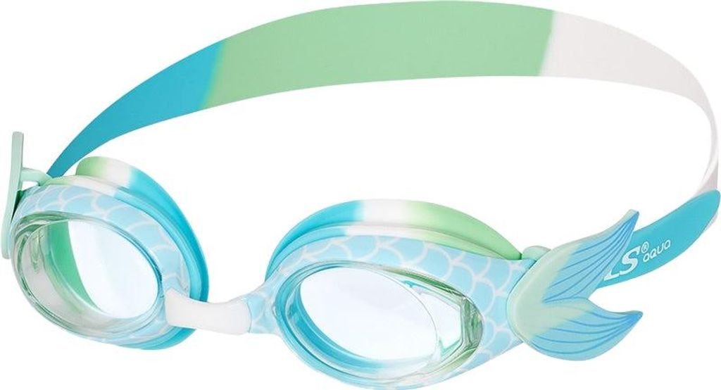 Junior-Schwimmbrille, blaues Meerjungfrauen-Design