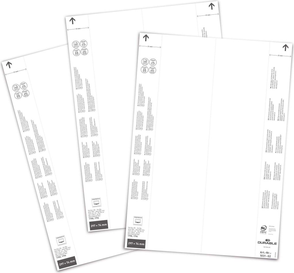 DURABLE Einsteckschilder 297x74 mm 40 St., 103102 weiß Produktbild 