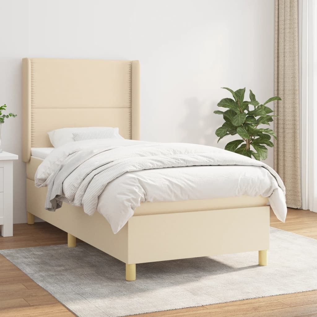 Maison Exclusive - Boxspringbett mit Matratze Creme 90x190 cm Stoff