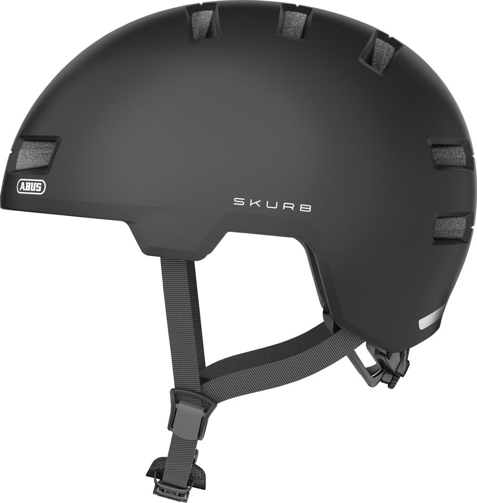 ABUS Stadthelm Skurb - Robuster Fahrradhelm für den Alltag, beim Skaten, BMX-Fahren oder Longboarden - Schwarz Matt, Größe M (55-59 cm)