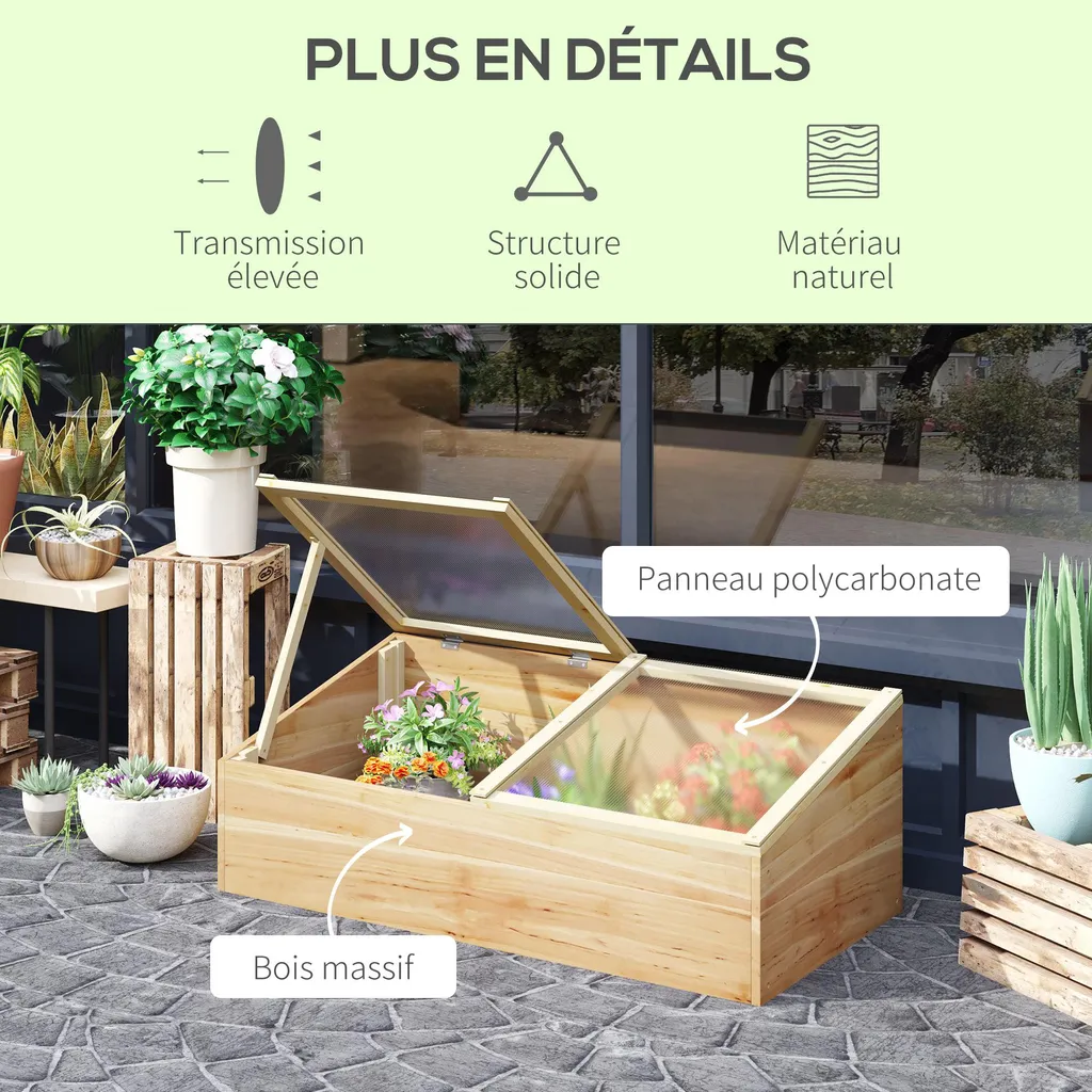 Mini-serre avec toit ouvrant bilatéral en polycarbonate robuste - 6