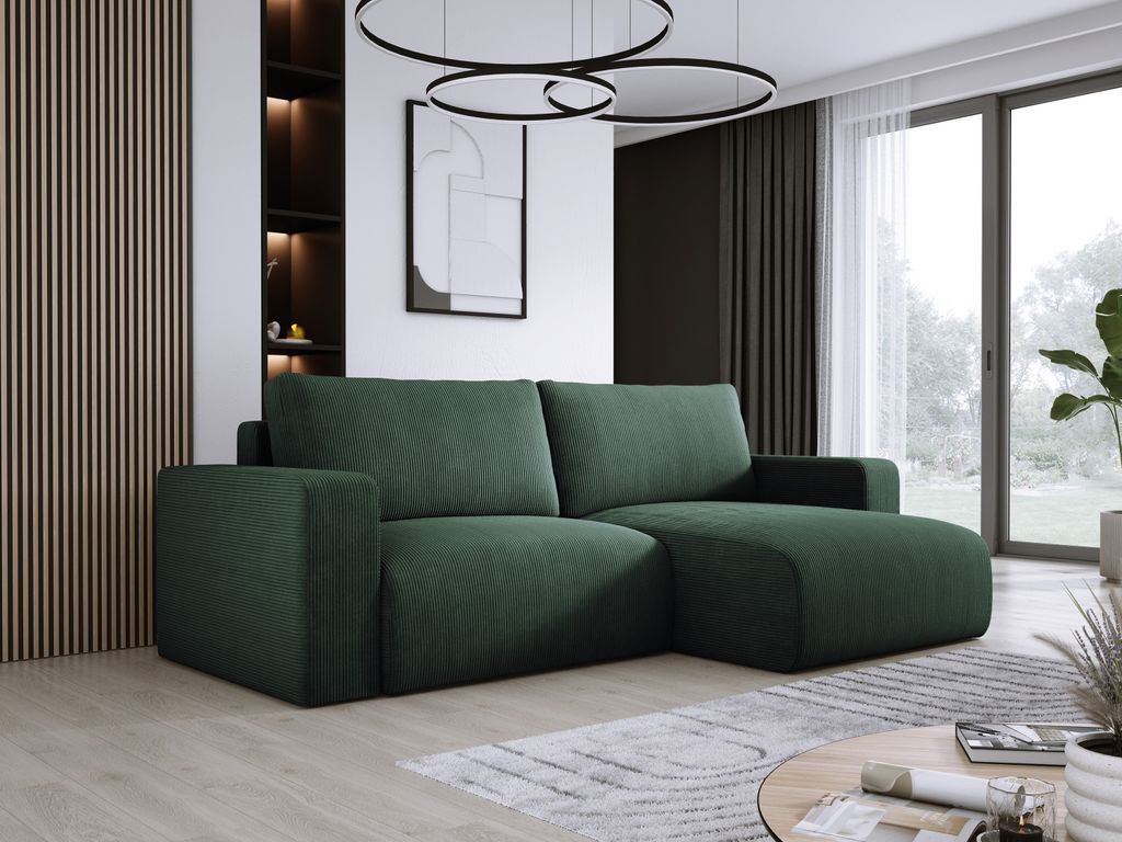 DomoHome Universelles Ecksofa Mit Schlaffunktion Und Bettkasten Weicher Cordstoff Flexibel Stellbar Rechts-Layout Schlaffläche: 205x125cm Größe:...