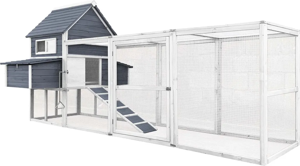 Poulailler Anti-Prédateur avec Nettoyage Facile - Enclos Bois 310x150cm