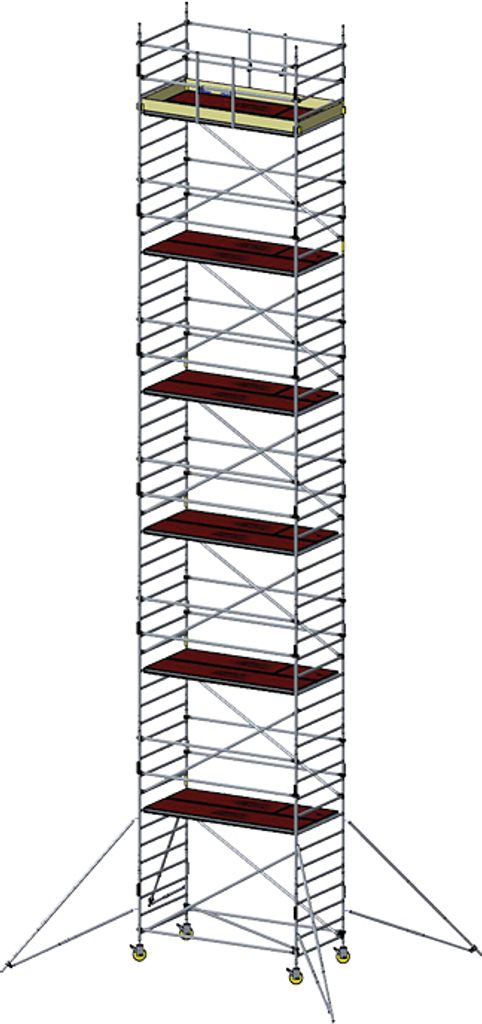 Alu Fahrgerüst Mod. E neue Norm MOBILE - Breite: 1,30 m - Gerüstl.: 2,50 m, Arbeitsh.: 14,30 m