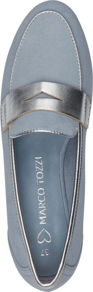 MARCO TOZZI Damen Slipper Penny Loafer aus weichem Stoff 2-24229-44, Größe:40 EU, Farbe:Blau