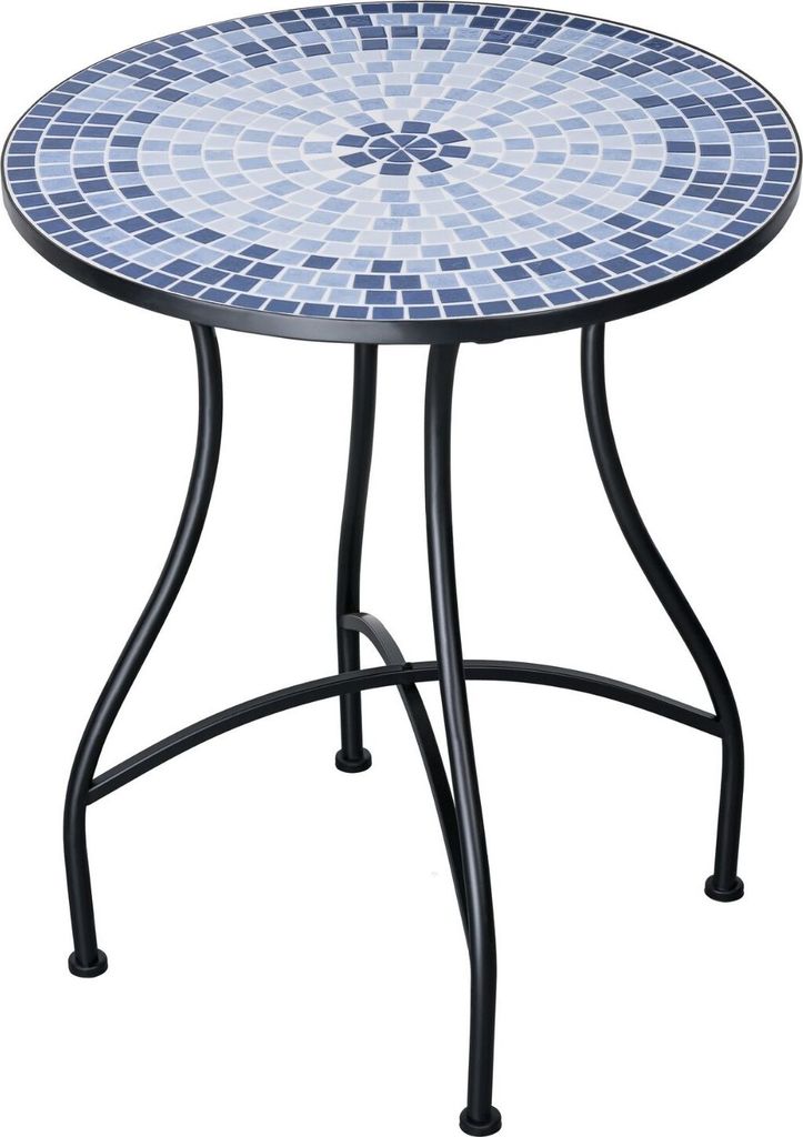 Mosaik Gartentisch Rund Metall 60 cm Mosaiktisch Garten Runder Balkontisch Tisch Bistrotisch Outdoor Terrassentisch Mosaikmuster Steinmosaik Balkon...