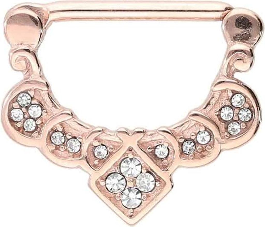 Brustwarzenpiercing, Chirurgenstahl Nippelpiercing Clicker ORIENTALISCHES DESIGN RoséGold Stablänge: 16mm