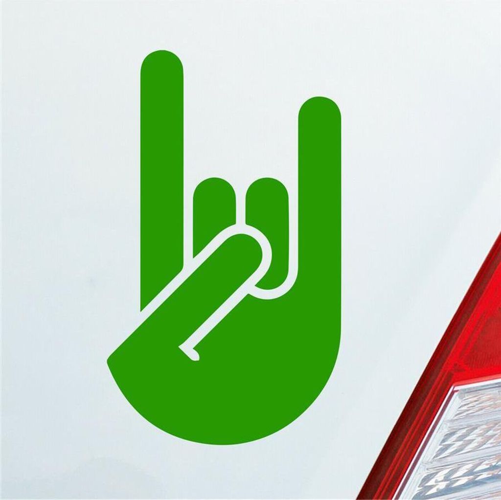 Auto Aufkleber Heavy Metal Gruß Pommesgabel Rock 12x7 cm Hellgrün Sticker Heckscheibenaufkleber