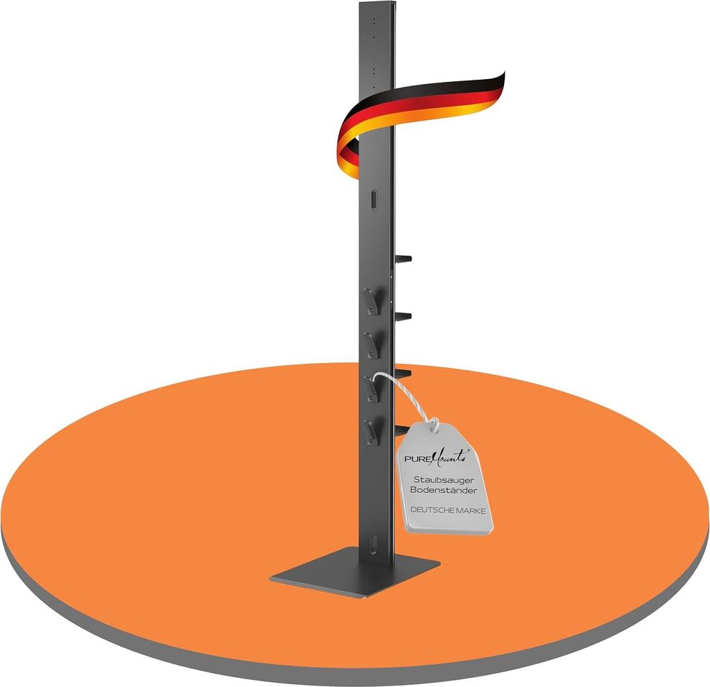 PureMounts Staubsaugerständer mit angeschrägter Bodenplatte für Saugroboter, 8 Zubehör-Halterungen, kompatibel mit Dyson V6, V7, V8, V10, V11, ...