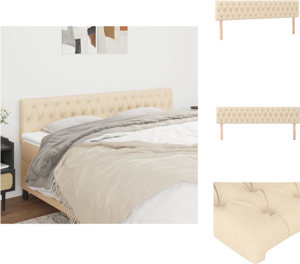 vidaXL Kopfteile 2 Stk. Creme 100x7x78/88 cm Stoff - Kopf- & Fußenden