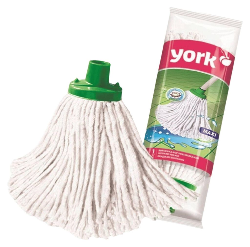 A mop head and its packaging are displayed against a white background.