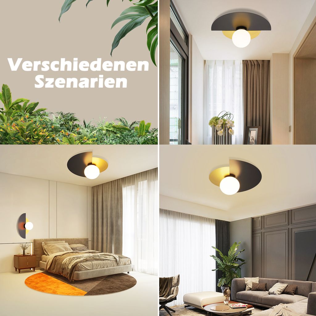 iDEGU 3 Pezzi Plafoniere Vintage Industriale, Lampada da Soffitto in Legno e Metallo Nero Gabbia Geometrica 16cm Retro E27 Lampadario Soffitto Interni