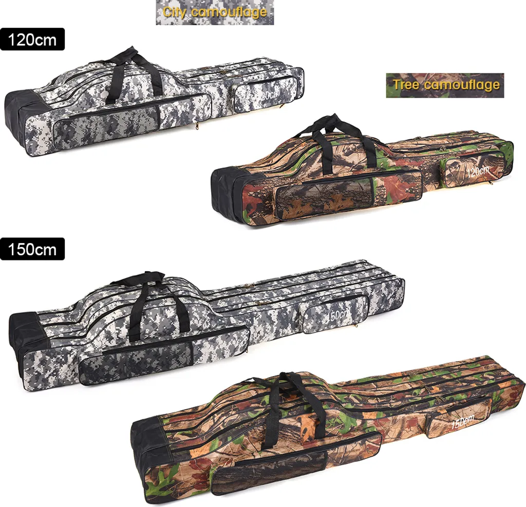 Sac de Pêche 120cm/150cm 3 Couches Fourreau de Canne à Pêche Pliable - 3