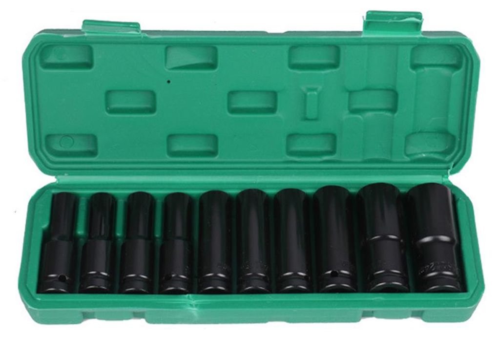 10 STÜCKE 1/2 Zoll Elektroschlüssel Zubehör Set Stahlhülsen-Set Haushalt Multifunktionales Praktisches Hülsen-Set mit Aufbewahrungsbox