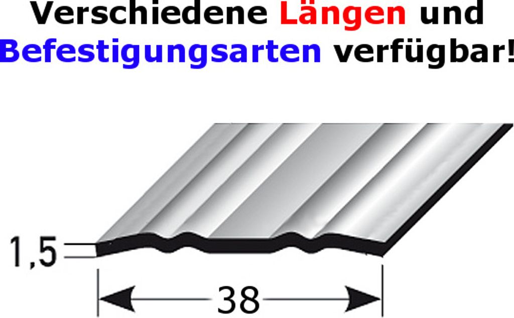 Übergangsprofil "Deventer" / Übergangsschiene, 38 mm, Typ: 440 (Edelstahl matt mit profilierter Riffelung)-1000-gebohrt