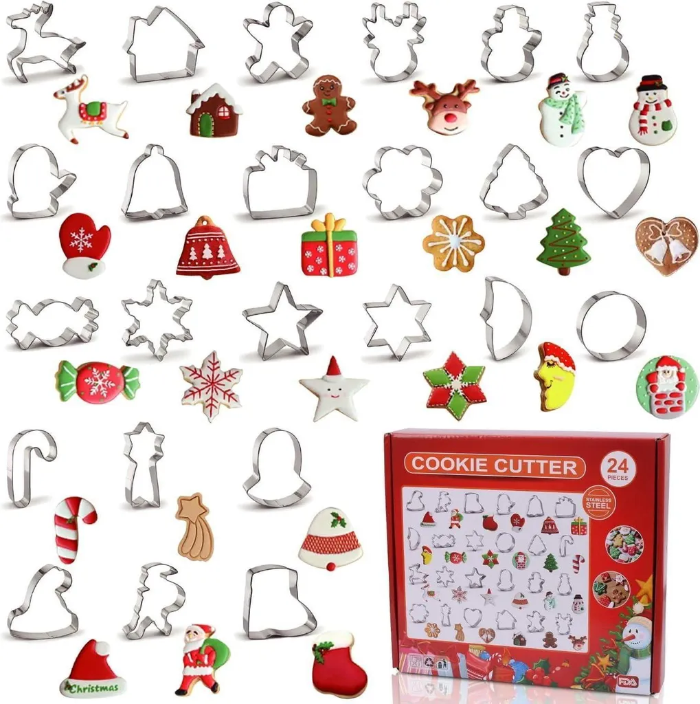 Offerta Set 24 Pezzi Tagliabiscotti Natale Acciaio Inossidabile