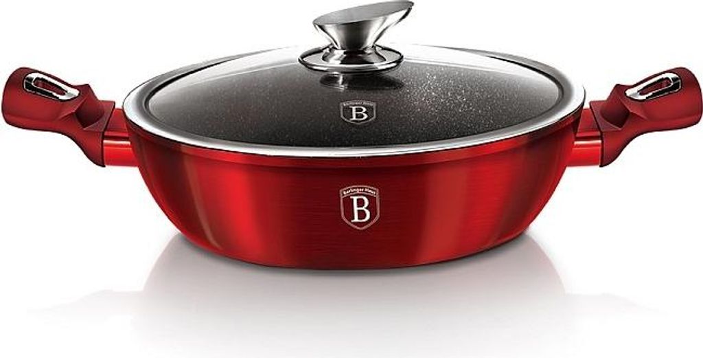 Pekáč Berlingerhaus kulatý s mramorovým povrchem a poklicí 28 cm Burgundy Metallic Line BH-1263
