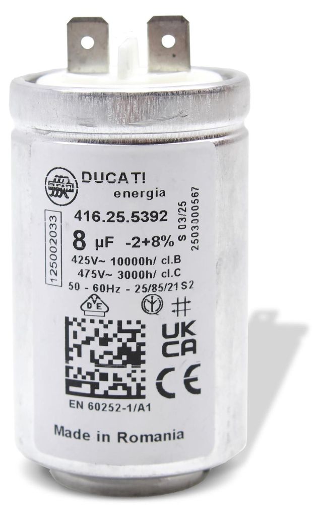 Kondensator AEG 125002033/4 8µF 425/475V mit Steckfahnen Produktbild 