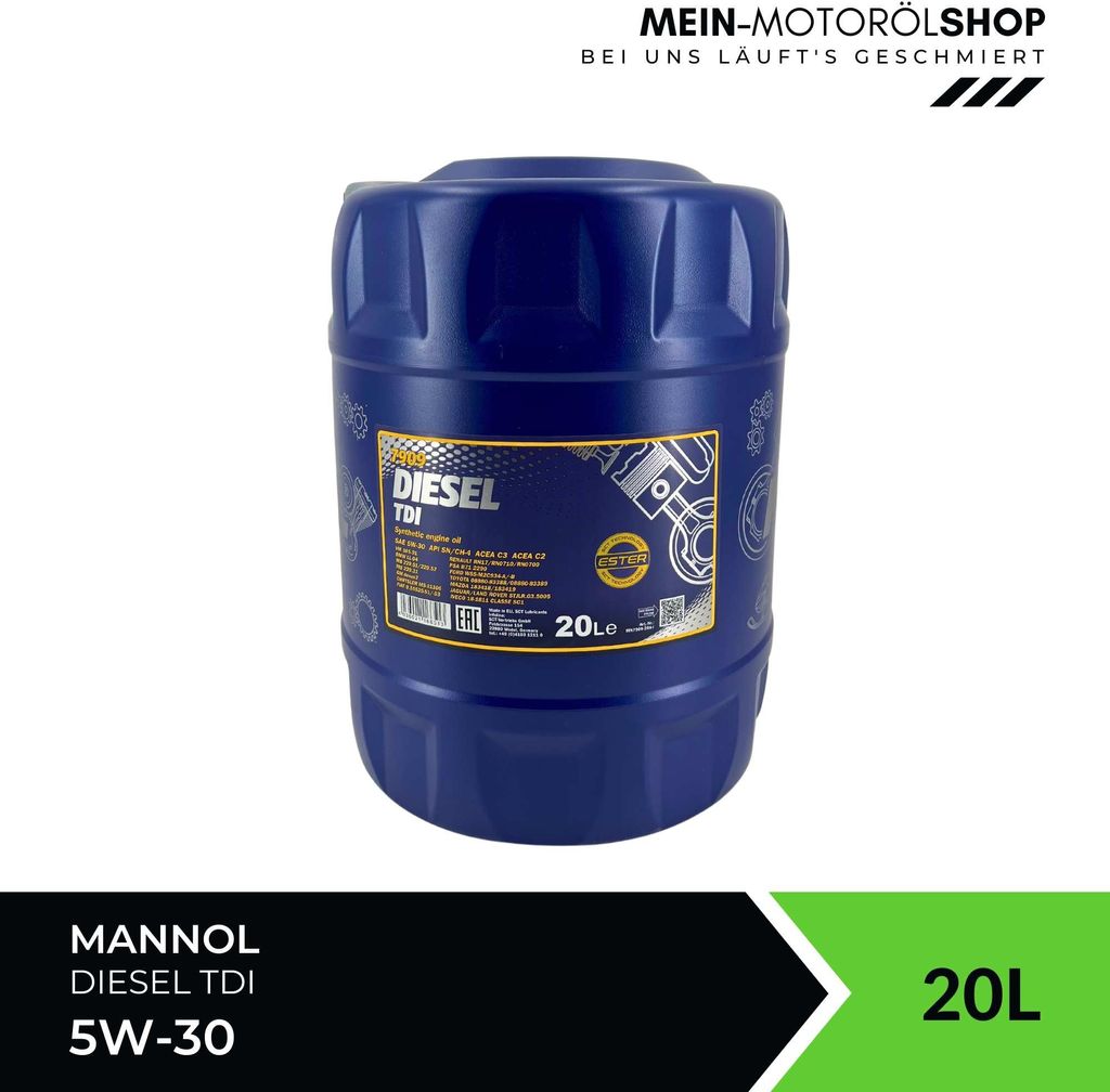 A blue plastic drum of engine oil is shown against a white background.