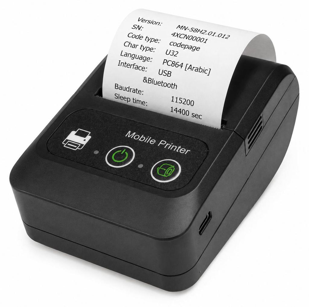 INF Mobiler Thermodrucker mit USB und Bluetooth, 50–80mm/s Produktbild 