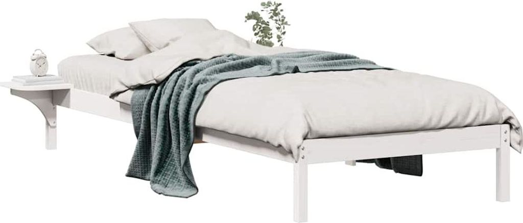 Bettgestell mit Nachttischen Weiß 80 x 220 cm