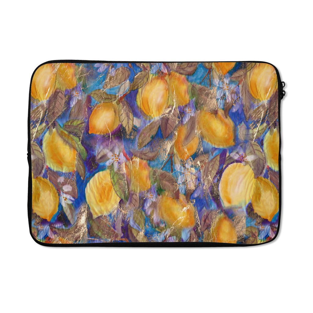 MuchoWow Laptop Hülle 13 Zoll Zitrone - Vintage - Dschungel - Muster Laptoptasche - Laptophülle - Sleeve - Rundumschutz