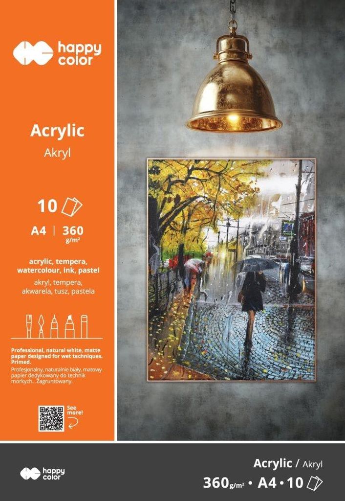 Blok do akrylu Art. A4 360g. 10ark. Happy Color