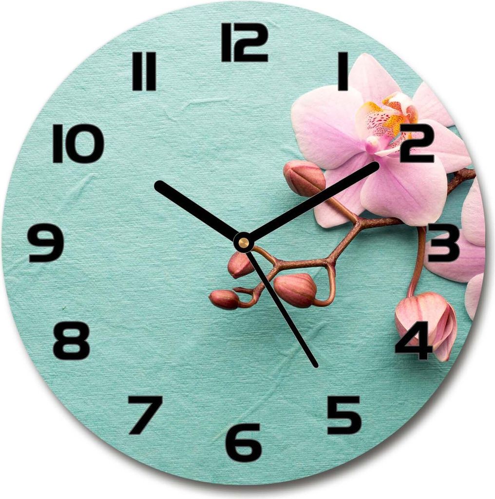 Wanduhr aus Glas 30fi Glasbild Glasuhr Gehärtetes Glas - schwarze-zeiger - Orchid