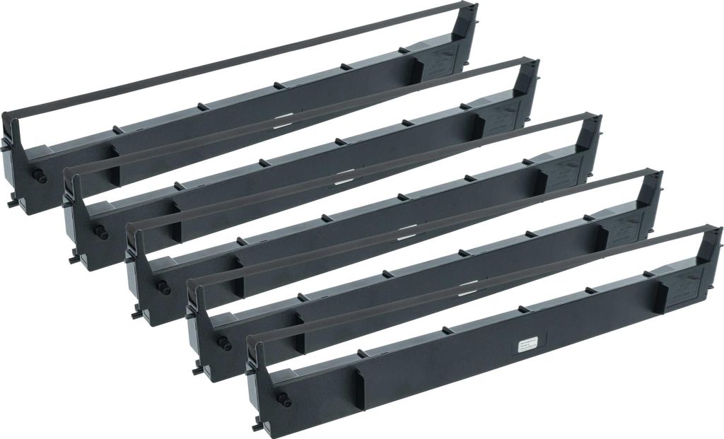 vhbw 5x Farbband Schriftband kompatibel mit Epson LQ1170, LQ1070+, LX 1050, LQ1600, LQ1600K, LX 1050+, LX 1170 II Nadeldrucker, Bondrucker - Schwarz