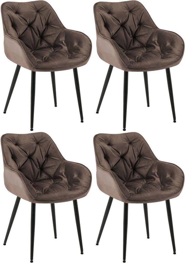 Set mit 4 Samt-Esszimmerstühlen – SAMT-Stühle – hervorragender Sitzkomfort | Farbe: Braun