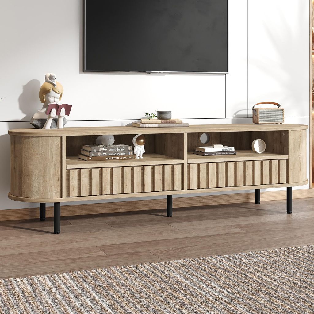 Merax Meuble TV avec 2 tiroirs et 5 pieds, meuble TV Image du produit 