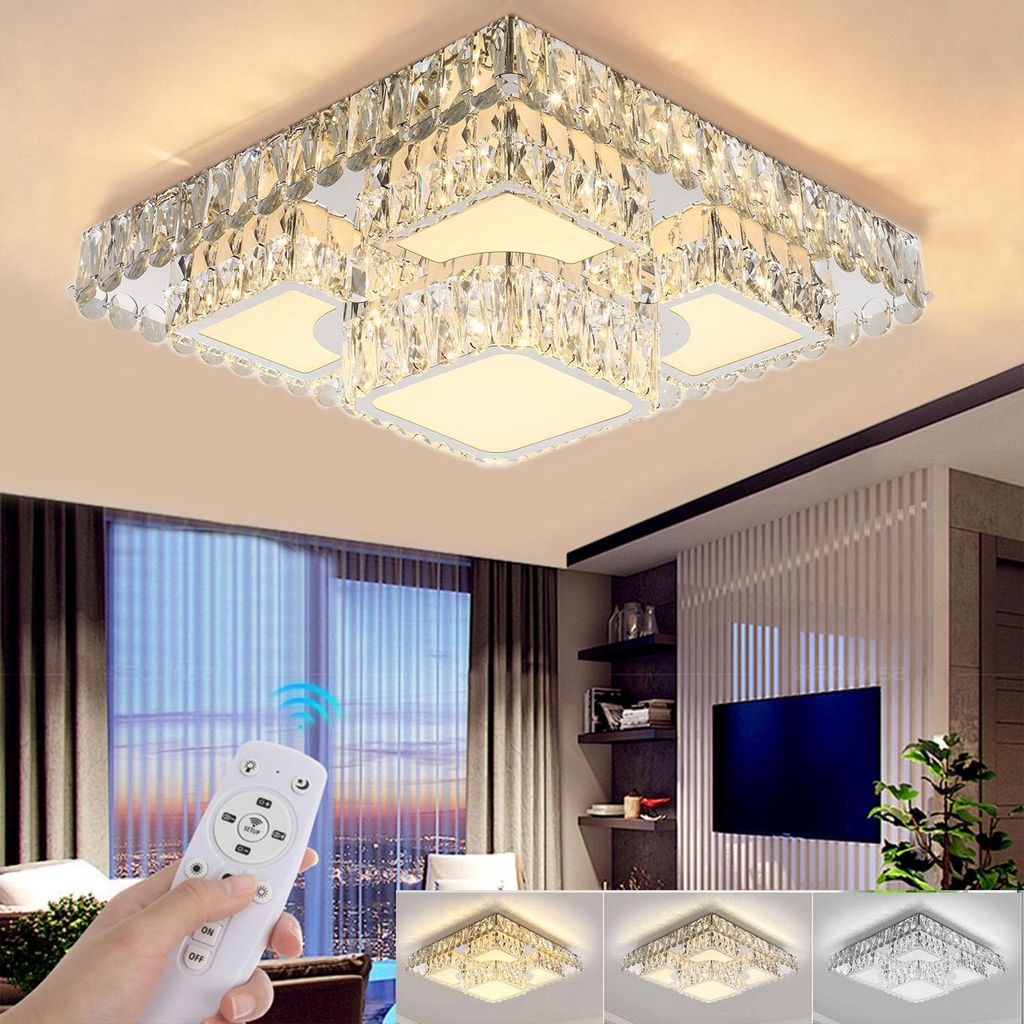 60W LED Deckenleuchte mit Kristallbesatz, quadratische Produktbild 