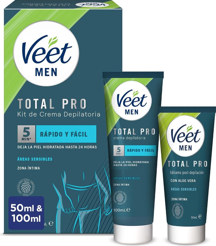 Veet Total Pro Intim-Haarentfernungscreme 100 ml + Balsam Produktbild 