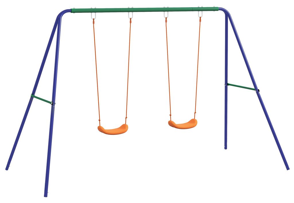 Kinder-Schaukelgestell mit 2 Schaukelsitzen, für 3-8 Jahre, Stahl, 2,7 x 1,6 x 1,8 m