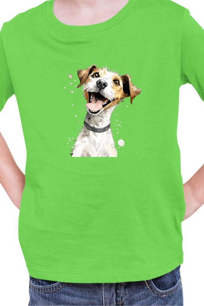 Kinder T-Shirt Funny Dogs Breeds Jack Russel Terrier Dog Breed, 5-6 Jahr - 116 / Lime