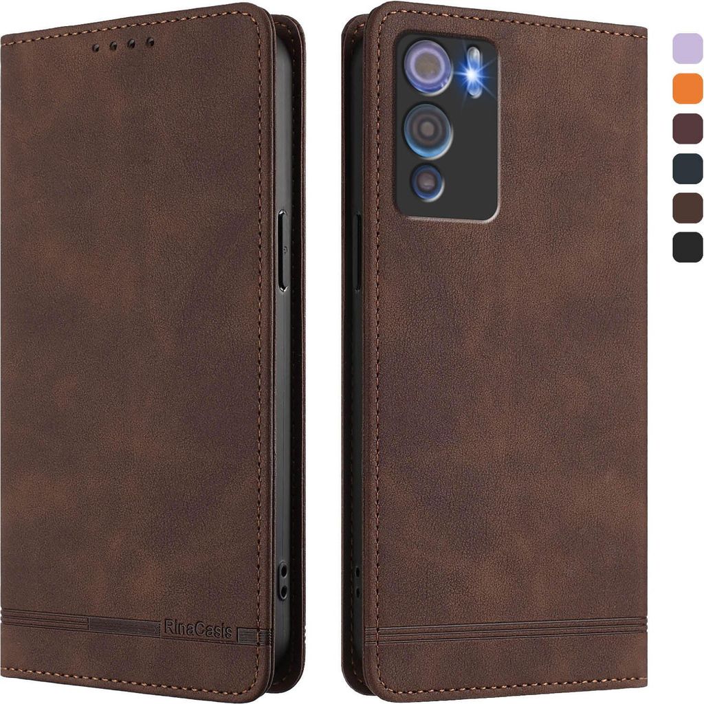 Hülle für Doogee N60 Pro, Retro Kunstleder Ständer Klapphülle mit Kartenfächer und Magnetische Braun