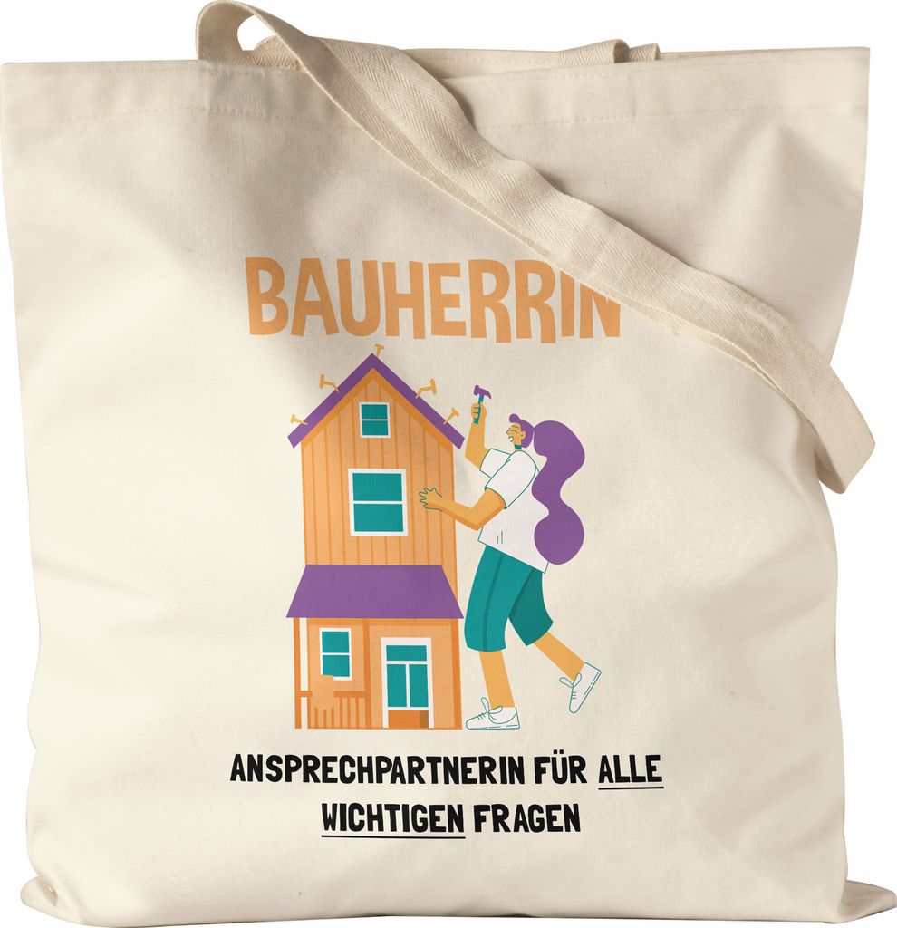 Bauherrin Jutebeutel Stoffbeutel Canvas Richtfest Hausbau Häuslebauer Geschenk Einzug Eigenheim Lustig Sarkasmus