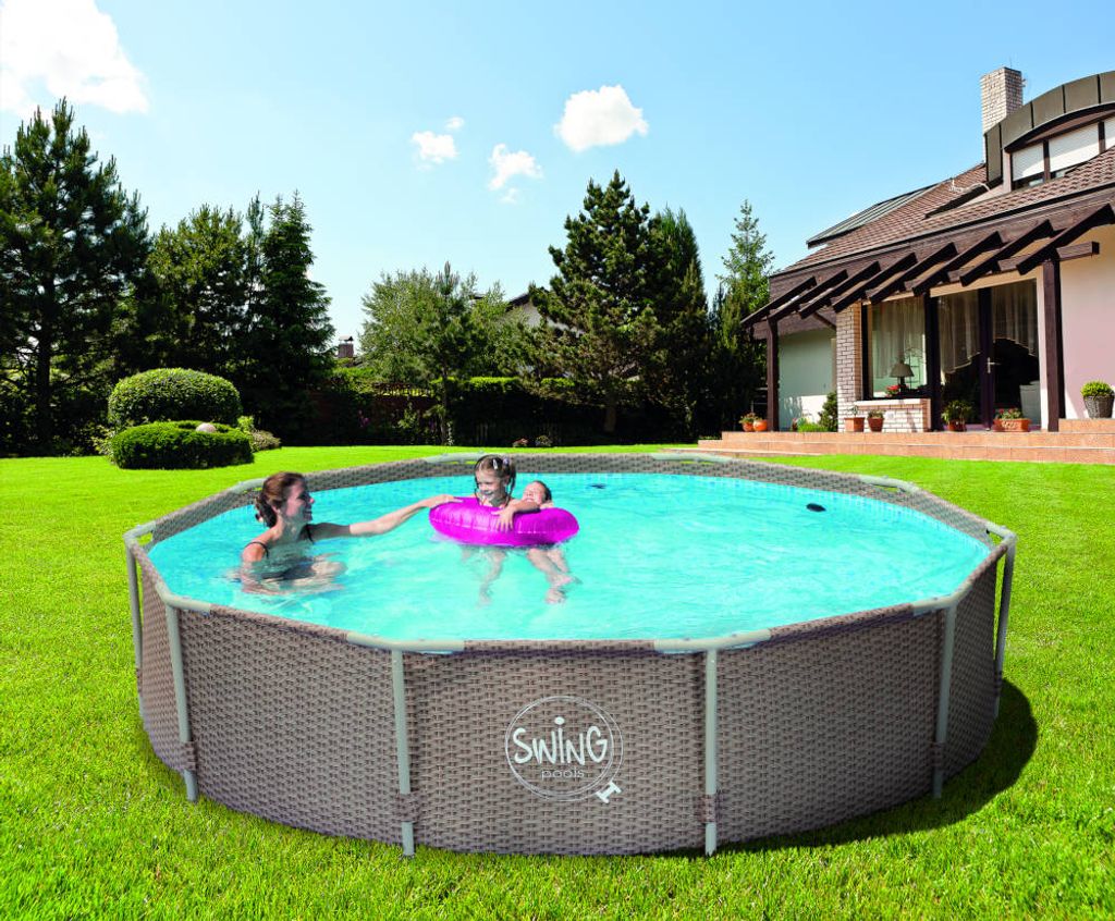 Frame Pool 305 x 76cm - Rattan dunkel Produktbild 