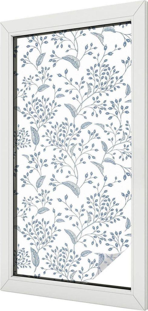 Buntglas Fensterfolie – 100x50 cm – Stained-Glass Design – blickdichte dekorative Sichtschutzfolie – selbstklebend, UV-Schutz – Pflanzenm...