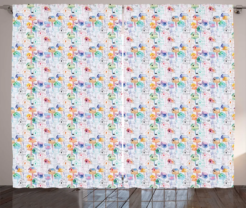 Grand rideau occultant léger mauve 280x225 cm contre le vis-à-vis