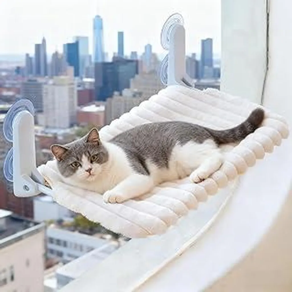 Lettino Gatto Finestra Ventose Tenuta 20kg | Amaca Morbida Bianca
