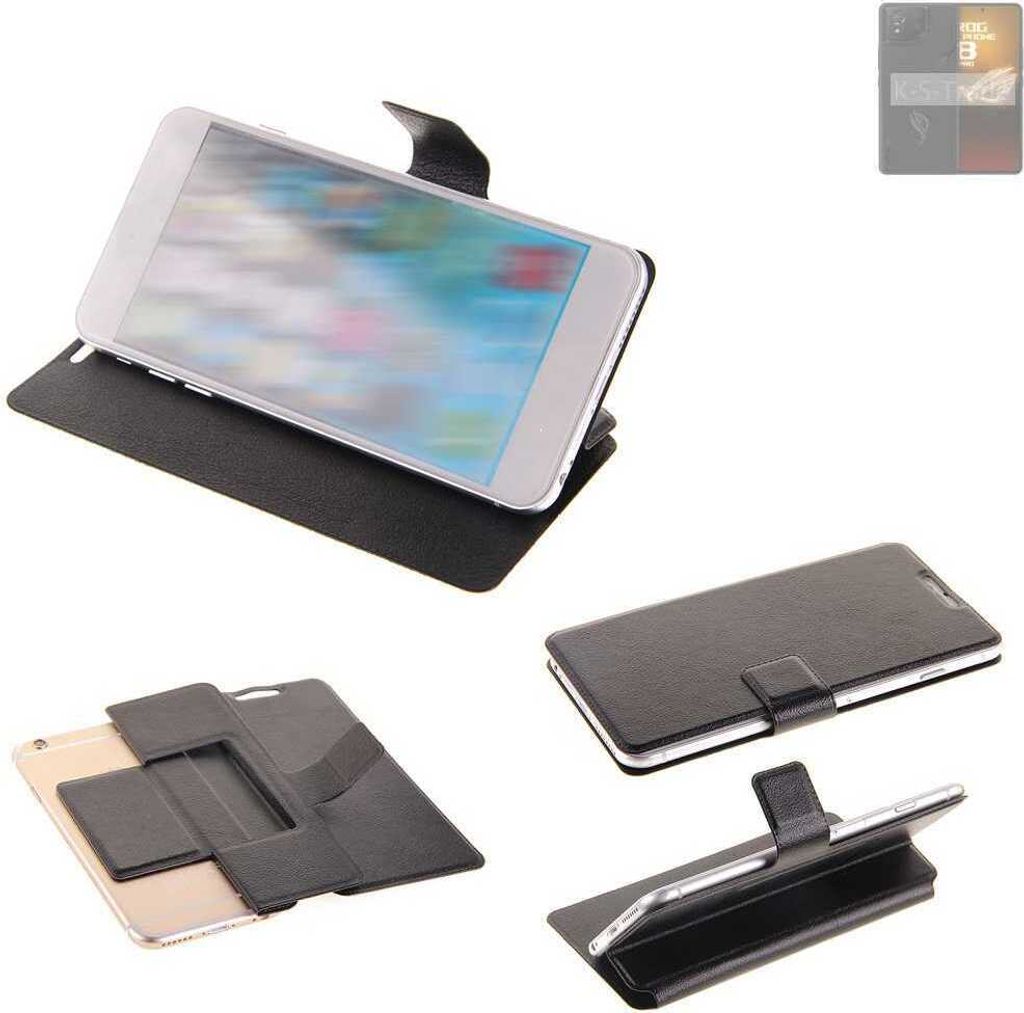 K-S-Trade Schutzhülle kompatibel mit Asus ROG phone 8 Pro Edition Schutzhülle Flip Cover Klapphülle Wallet Case Slim Handyhülle bookstyle schwarz
