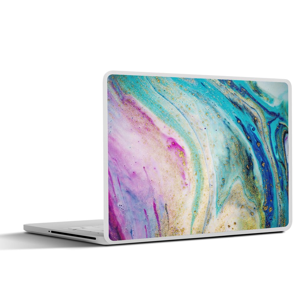 MuchoWow Laptop Aufkleber Sticker Cover Marmor - Farbe - Regenbogen 30x22 cm - Laptop-Sticker